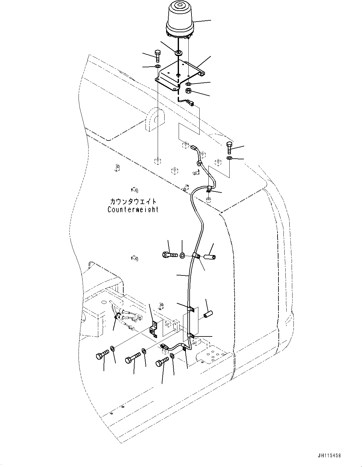 Komatsu parts book diagram for PC490LC-11 S/N 87001-UP (For KAL): BEACON LAMP, REAR(#86095-)
