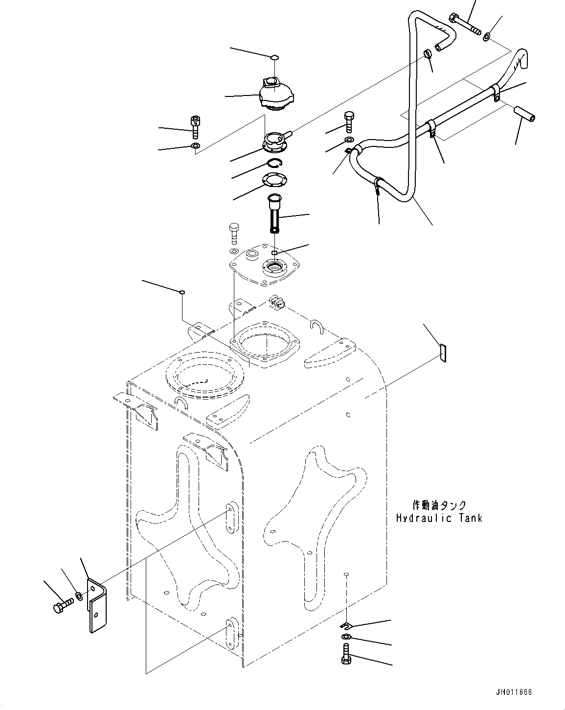 Komatsu parts book diagram for PC490LC-11 S/N 87001-UP (For KAL): HYDRAULIC TANK, BREATHER MOUNTING(#87001-)