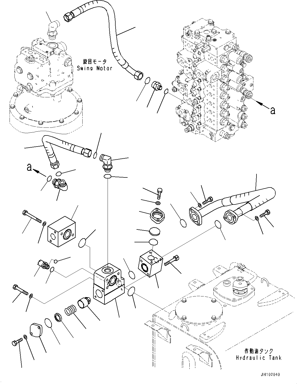 Komatsu parts book diagram for PC490LC-11 S/N 87001-UP (For KAL): RETURN PIPING, (#85001-)