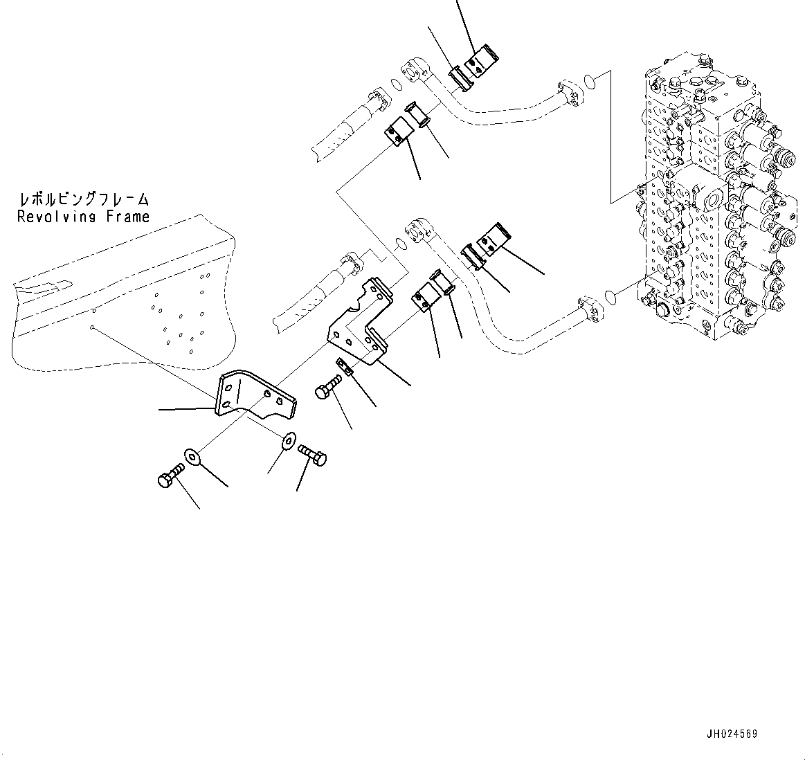 Komatsu parts book diagram for PC490LC-11 S/N 87001-UP (For KAL): ARM AND BUCKET PIPING, CLAMP(#85001-)