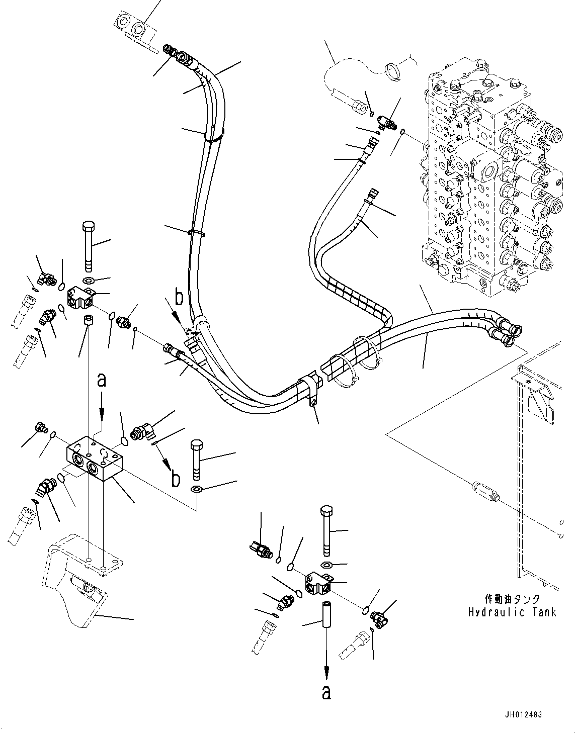 Komatsu parts book diagram for PC490LC-11 S/N 87001-UP (For KAL): ANTI-DROP VALVE, CHASSIS SIDE PIPING (1/2)(#85001-)
