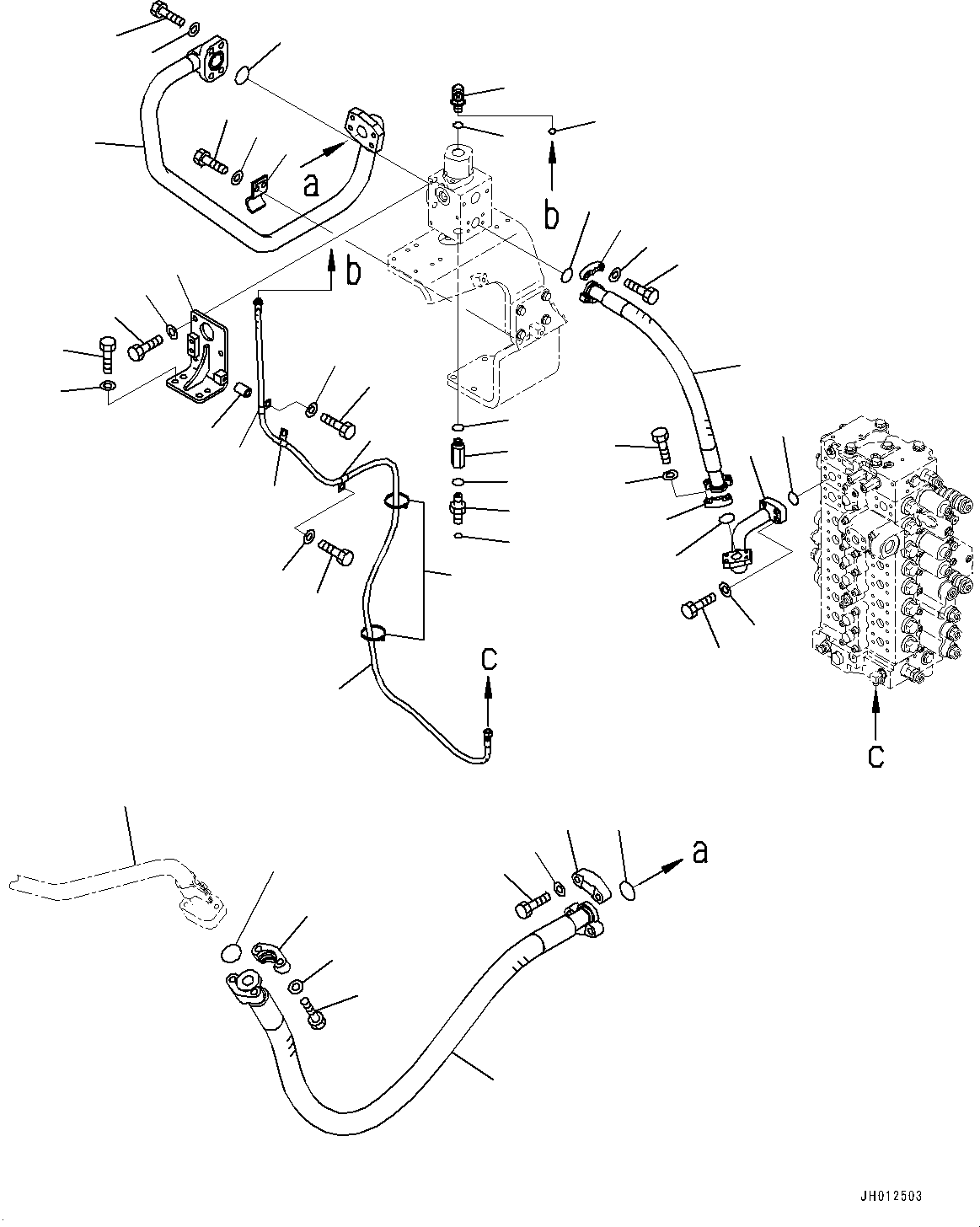 Komatsu parts book diagram for PC490LC-11 S/N 87001-UP (For KAL): ADDITIONAL ACTUATOR PIPING, PIPING, R.H. (2/2)(#87001-)