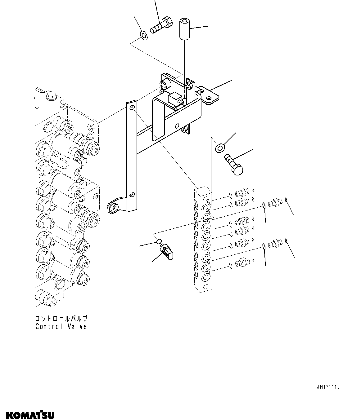 Komatsu parts book diagram for PC490LC-11 S/N 87001-UP (For KAL): PRESSURE SWITCH BLOCK, VALVE BRACKET(#85001-85253)