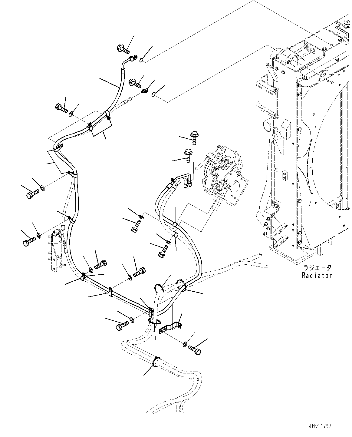Komatsu parts book diagram for PC490LC-11 S/N 87001-UP (For KAL): AIR CONDITIONER UNIT, COOLER PIPING(#85001-)
