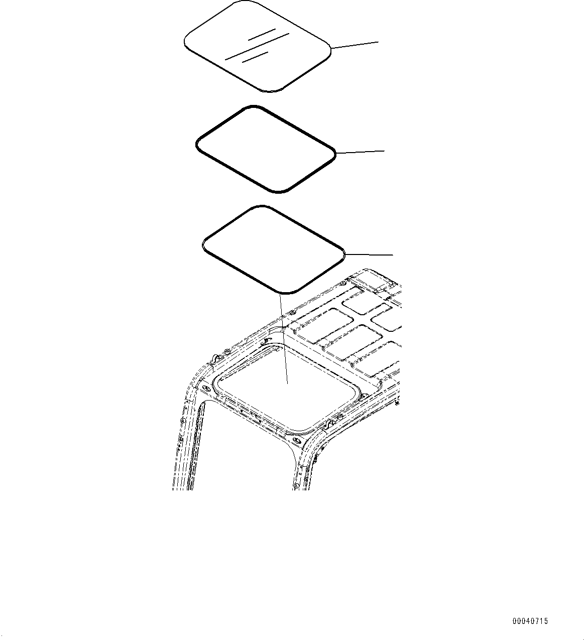 Komatsu parts book diagram for PC490LC-11 S/N 87001-UP (For KAL): CAB, ROOF WINDOW(#87001-)