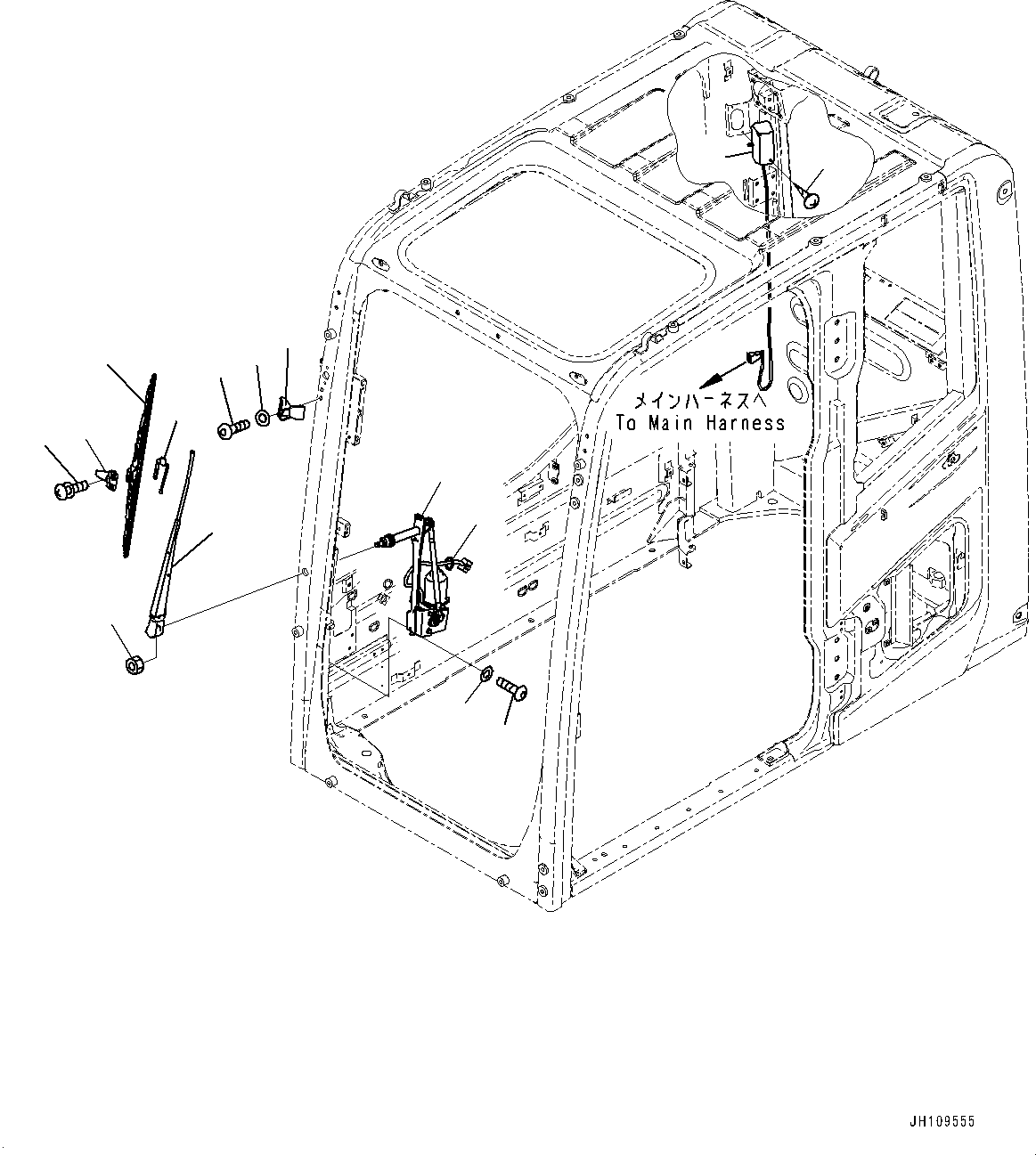 Komatsu parts book diagram for PC490LC-11 S/N 87001-UP (For KAL): CAB, WIPER AND ROOM LAMP(#87001-)