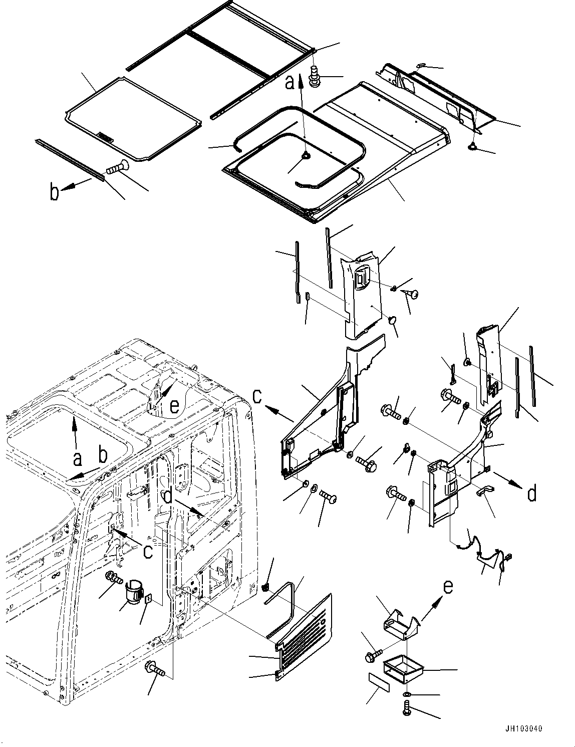 Komatsu parts book diagram for PC490LC-11 S/N 87001-UP (For KAL): CAB, ROOF COVER, HANGER, DRINK HOLDER AND AIR INTAKE(#87001-)
