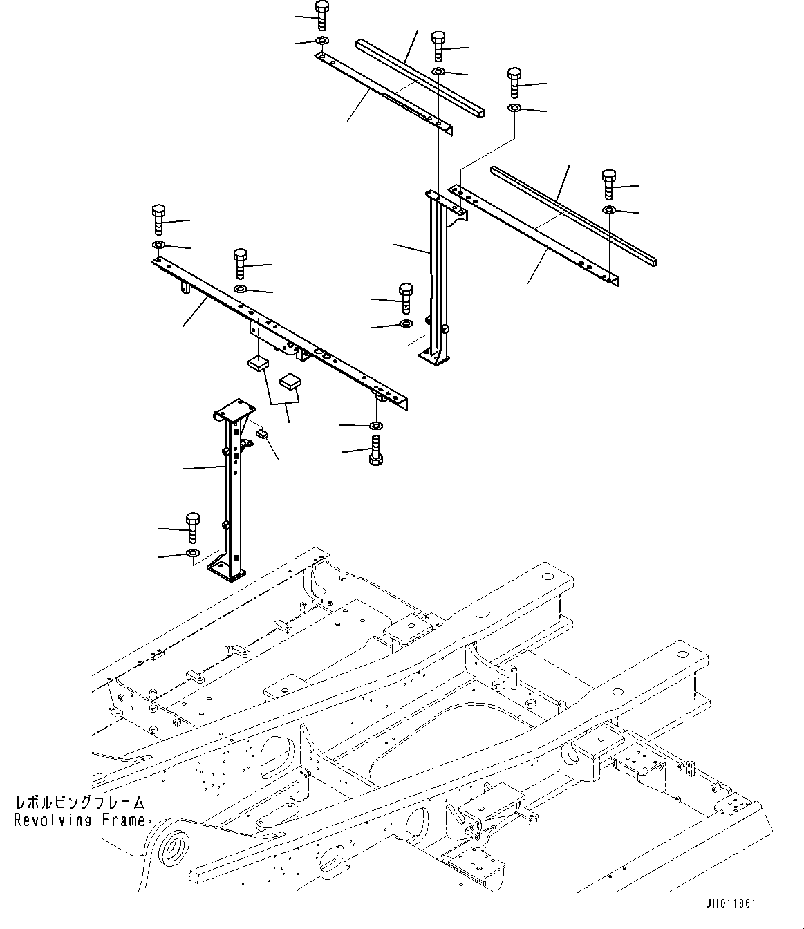 Komatsu parts book diagram for PC490LC-11 S/N 87001-UP (For KAL): MACHINE CAB FRAME, (#85001-86388)