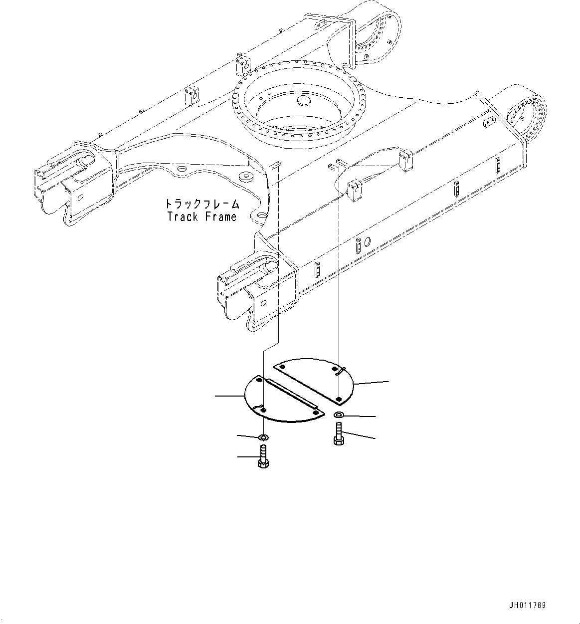 Komatsu parts book diagram for PC490LC-11 S/N 87001-UP (For KAL): TRACK FRAME UNDER COVER, (#85001-)