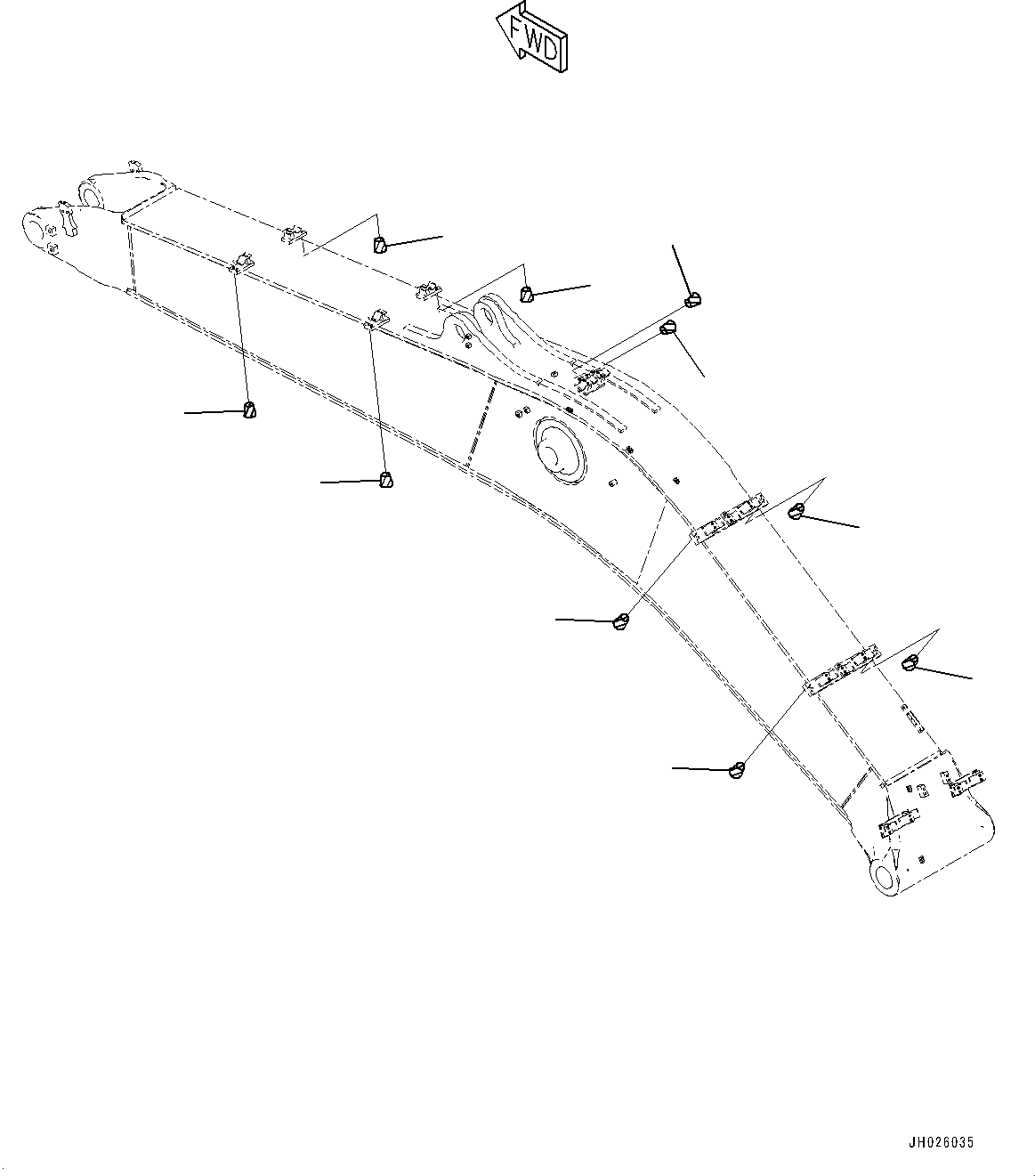 Komatsu parts book diagram for PC490LC-11 S/N 87001-UP (For KAL): BOOM, BLIND PARTS (3/3)(#85001-)