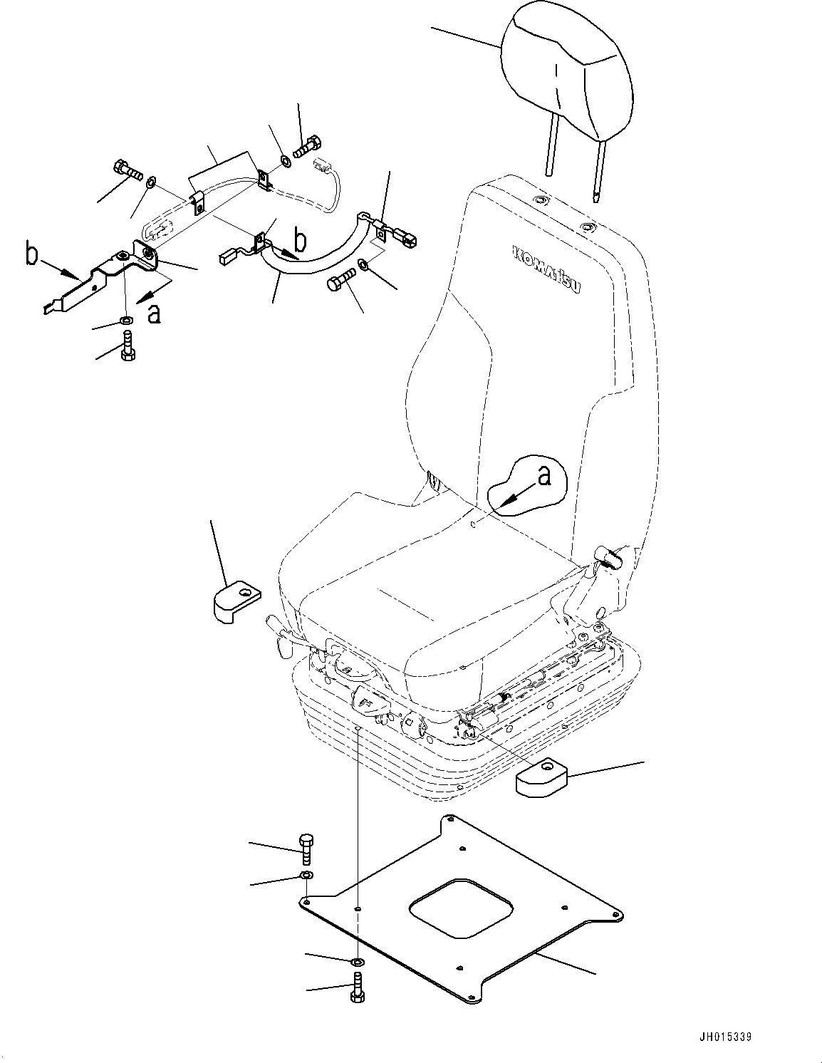 Komatsu parts book diagram for D155AXI-8E0 S/N 110001-UP: OPERATOR'S SEAT, MOUNTING(#100040-)