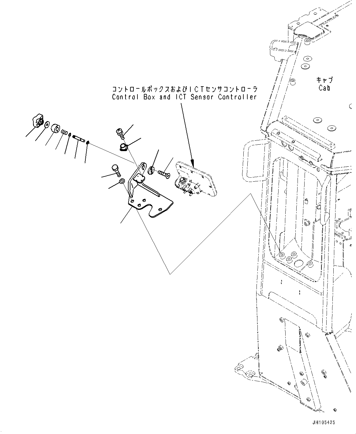 Komatsu parts book diagram for D155AXI-8E0 S/N 110001-UP: CAB ELECTRICAL UNIT, MONITOR MOUNTING(#110001-)