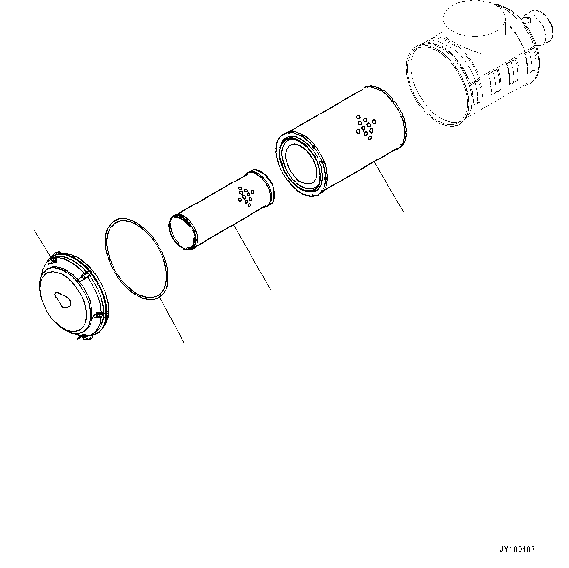 Komatsu parts book diagram for D155AXI-8E0 S/N 110001-UP: ENGINE HOOD AND SIDE COVER GROUP, INNER PARTS, AIR CLEANER(#100040-)