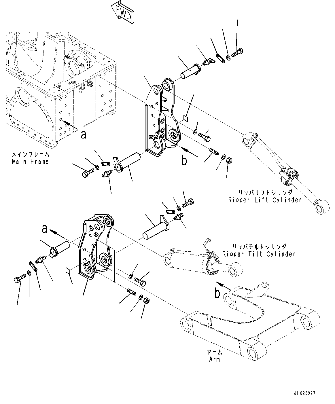 Komatsu parts book diagram for D155AXI-8E0 S/N 110001-UP: RIPPER MOUNTING, (#100040-)