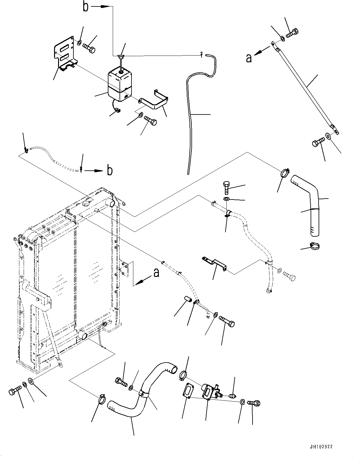 Komatsu parts book diagram for PC450LC-8R S/N 79001-UP: COOLING SYSTEM, RADIATOR PIPING AND RESERVOIR TANK(#75001-)
