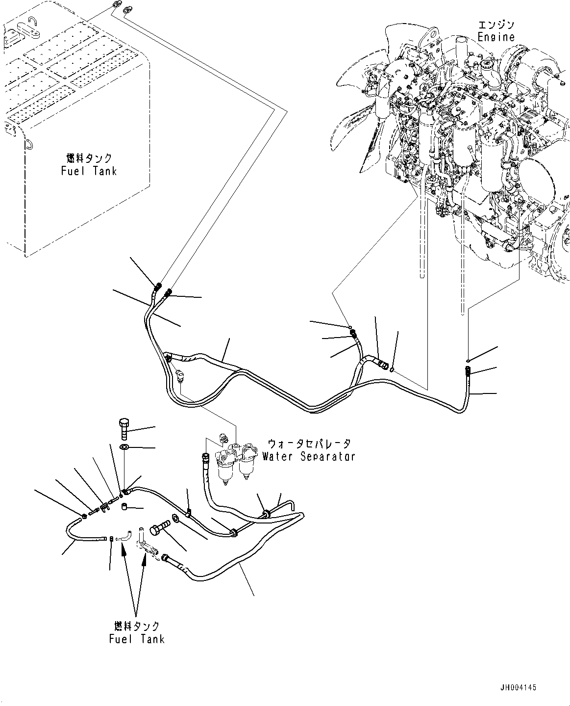 Komatsu parts book diagram for PC450LC-8R S/N 79001-UP: FUEL PIPING, HOSE(#75100-)