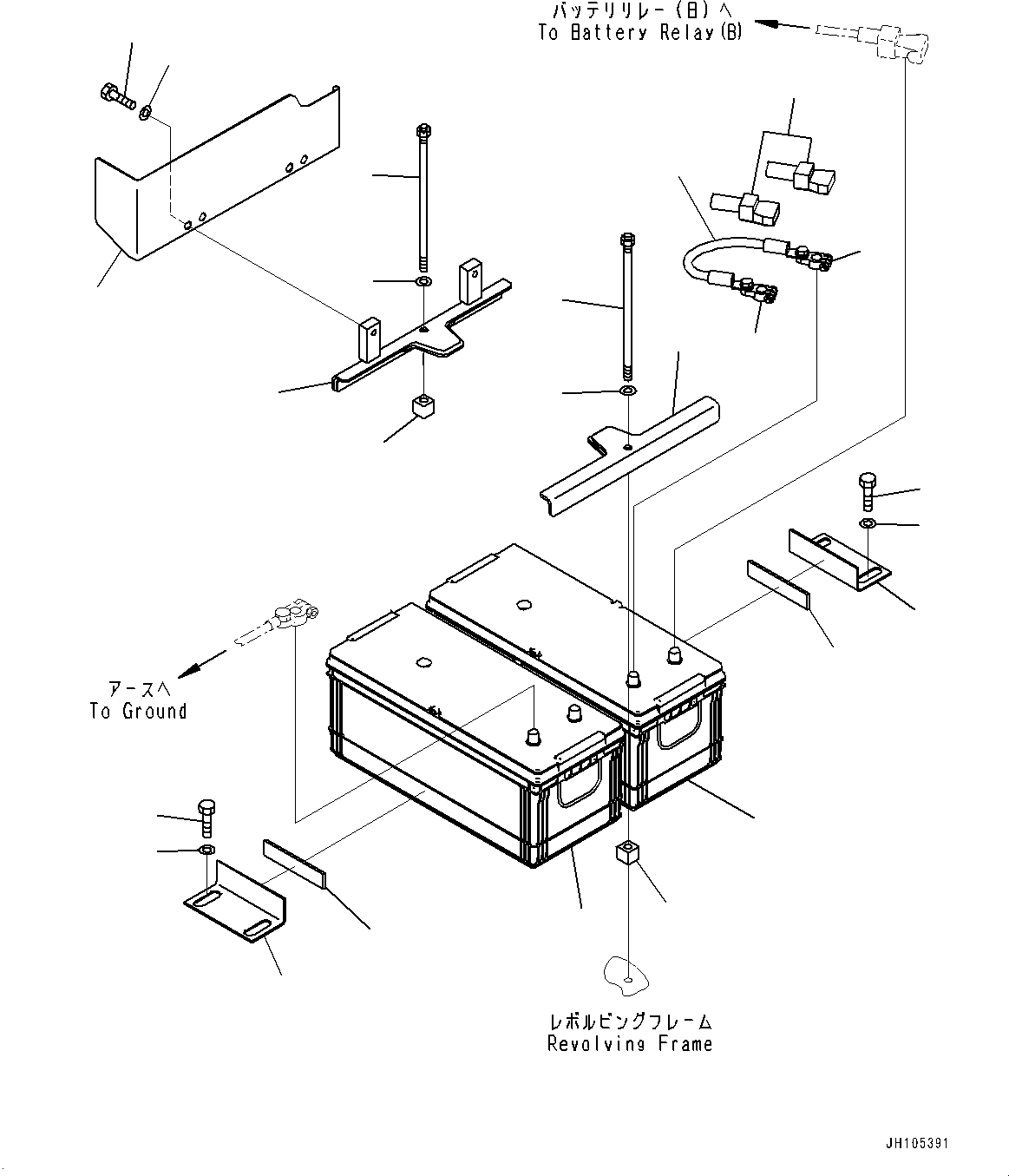 Komatsu parts book diagram for PC450LC-8R S/N 79001-UP: BATTERY, (#75001-76787)