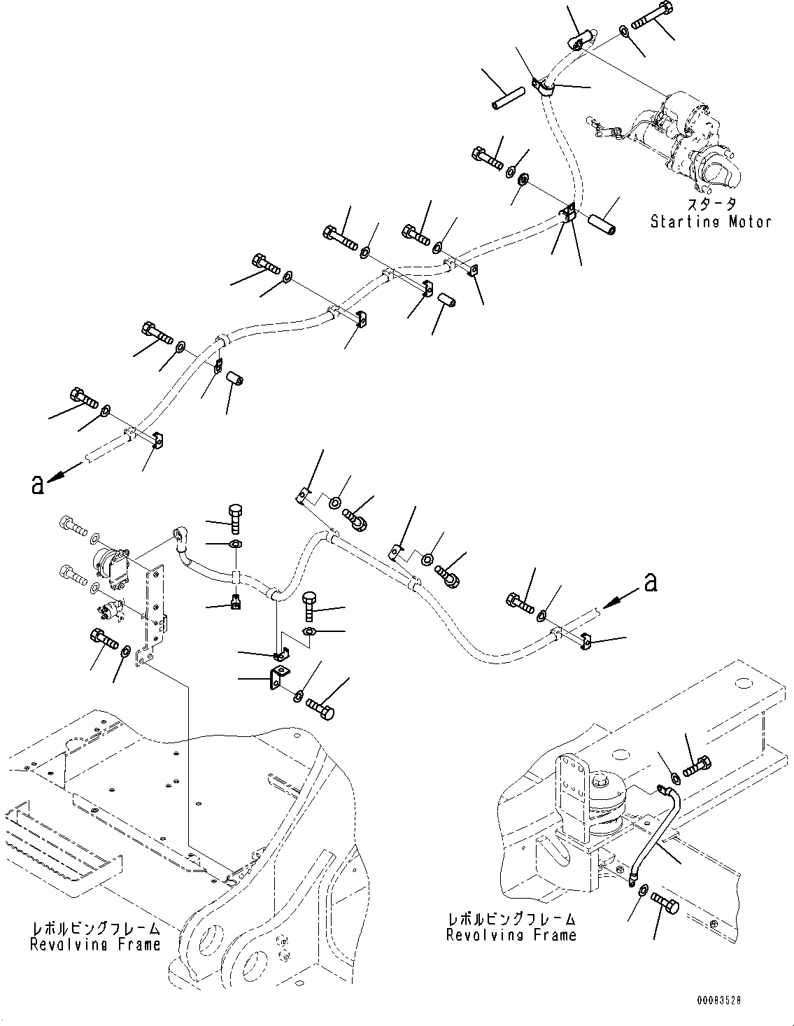 Komatsu parts book diagram for PC450LC-8R S/N 79001-UP: ELECTRIC WIRING HARNESS, STARTING WIRING HARNESS CLAMP(#75001-)