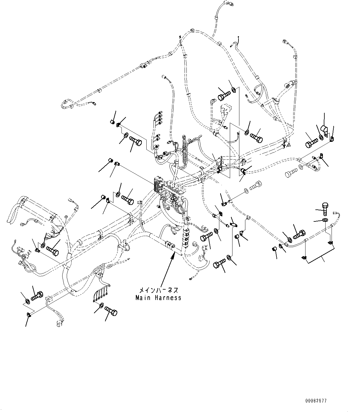Komatsu parts book diagram for PC450LC-8R S/N 79001-UP: ELECTRIC WIRING HARNESS, MAIN WIRING HARNESS CLAMP (1/4)(#75001-)