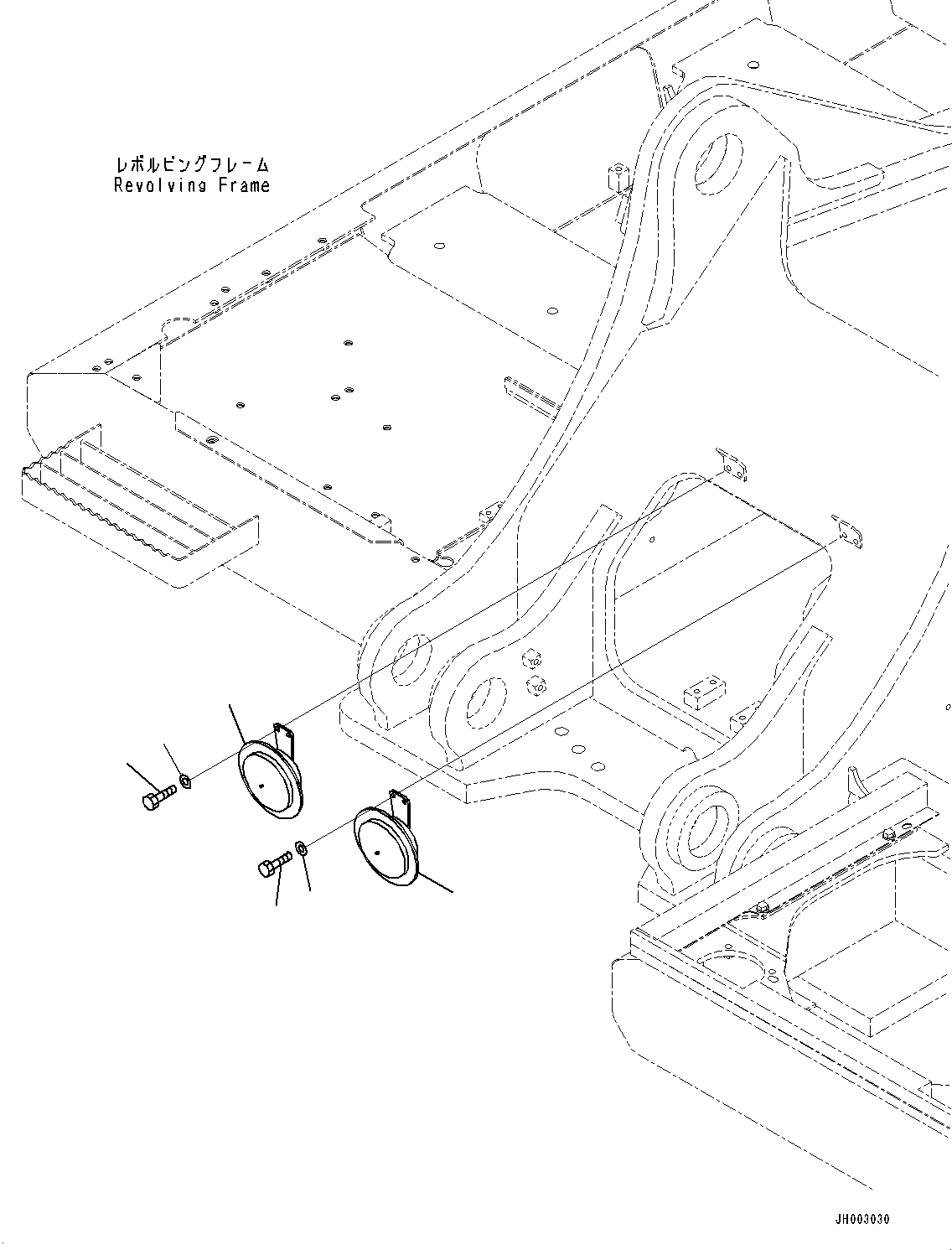 Komatsu parts book diagram for PC450LC-8R S/N 79001-UP: HORN, (#75097-)