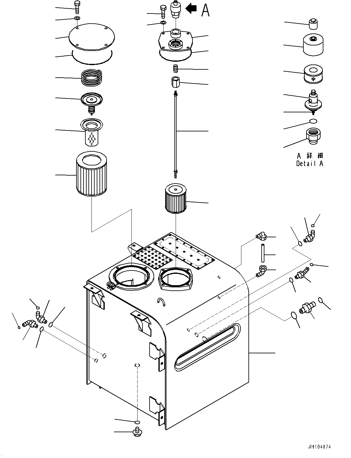 Komatsu parts book diagram for PC450LC-8R S/N 79001-UP: HYDRAULIC TANK, TANK(#76939-)