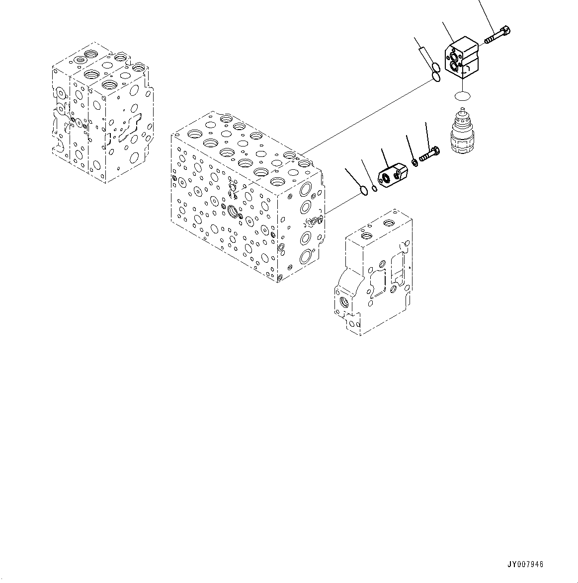Komatsu parts book diagram for PC450LC-8R S/N 79001-UP: CONTROL VALVE, 8-SPOOL (6/23)(#75001-)