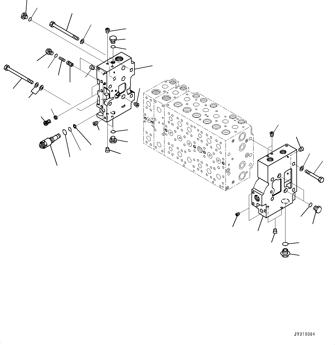 Komatsu parts book diagram for PC450LC-8R S/N 79001-UP: CONTROL VALVE, 8-SPOOL (7/23)(#76313-)