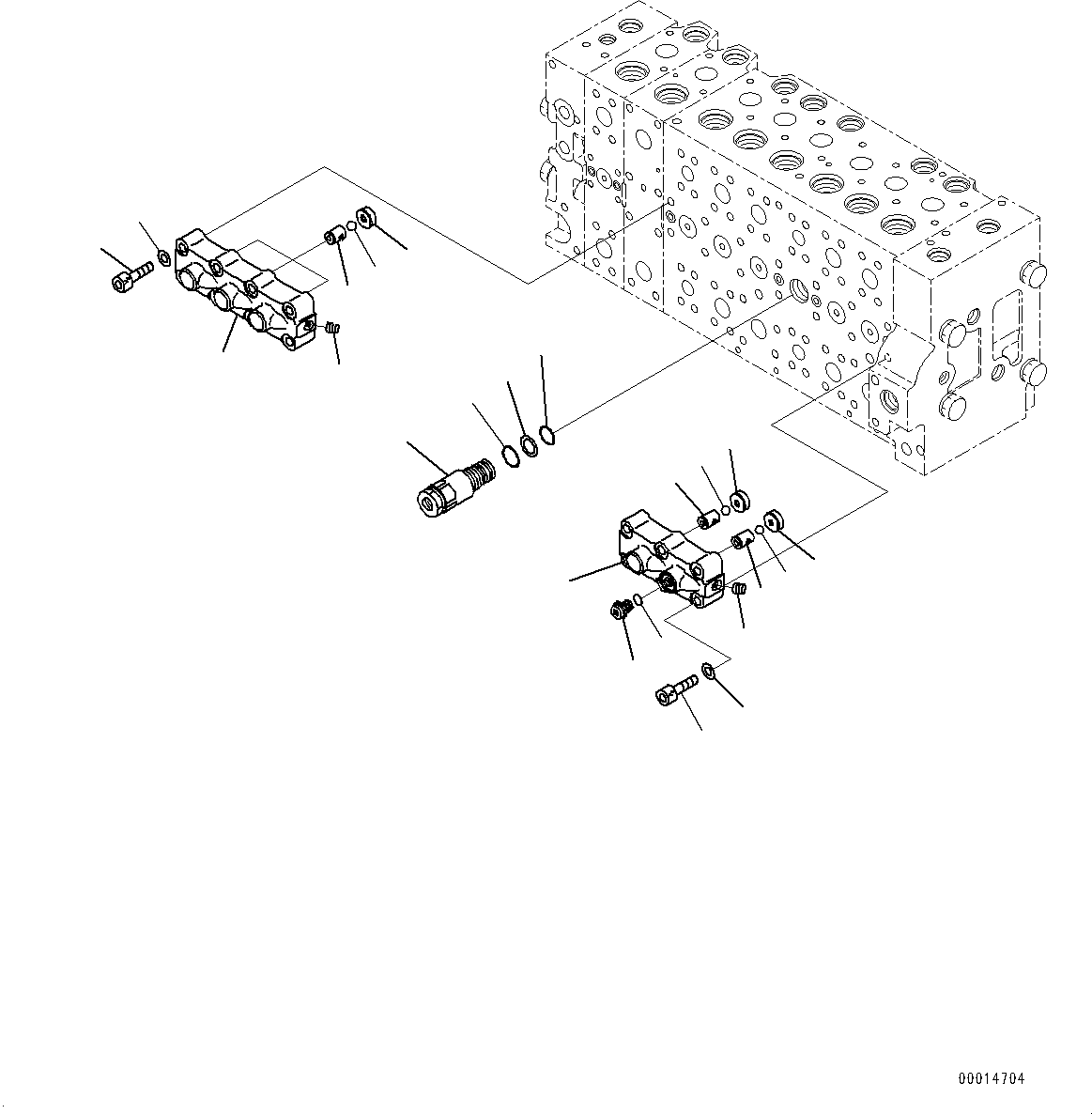 Komatsu parts book diagram for PC450LC-8R S/N 79001-UP: CONTROL VALVE, 8-SPOOL (10/23)(#75001-)