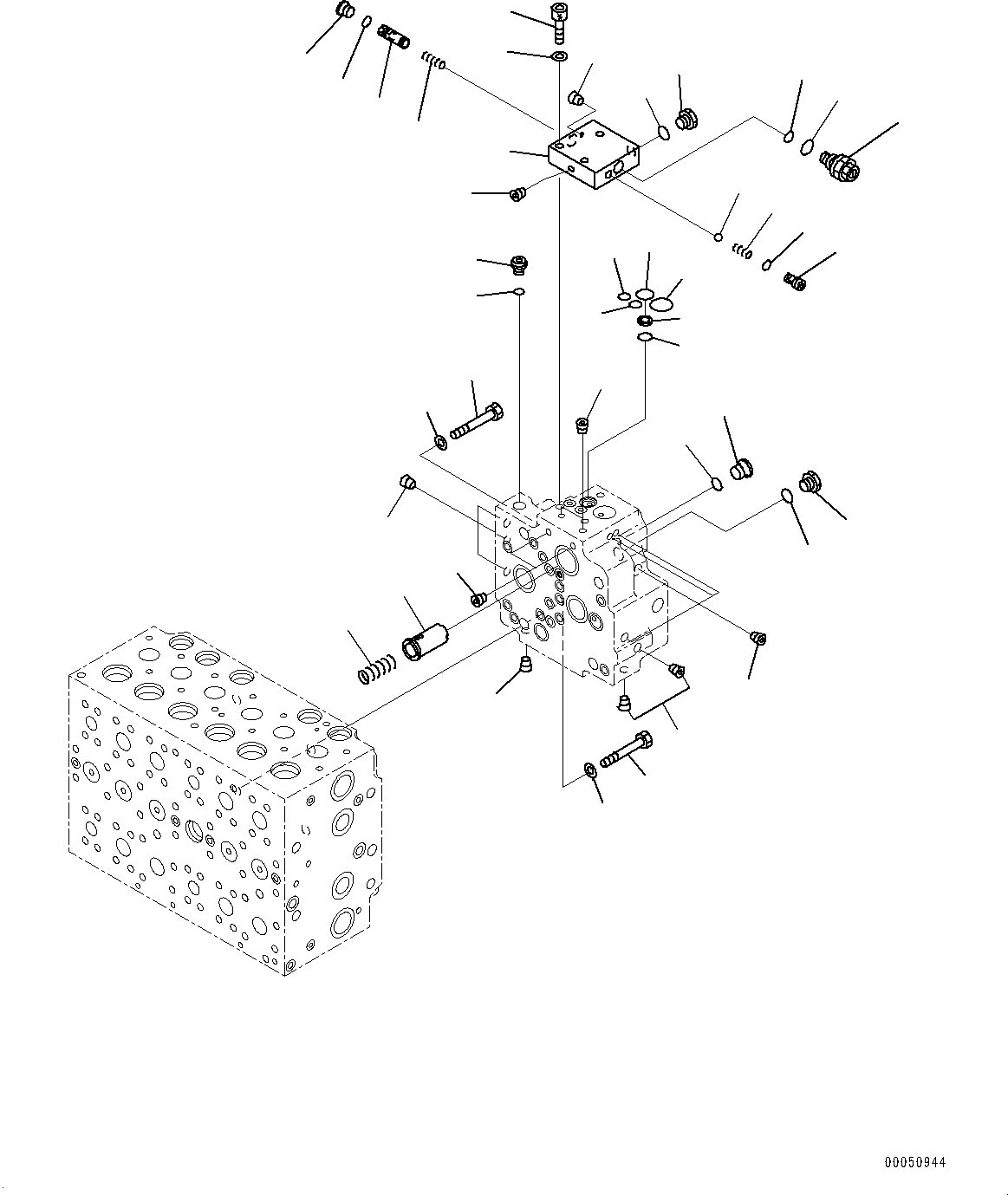 Komatsu parts book diagram for PC450LC-8R S/N 79001-UP: CONTROL VALVE, 8-SPOOL (14/23)(#75001-)