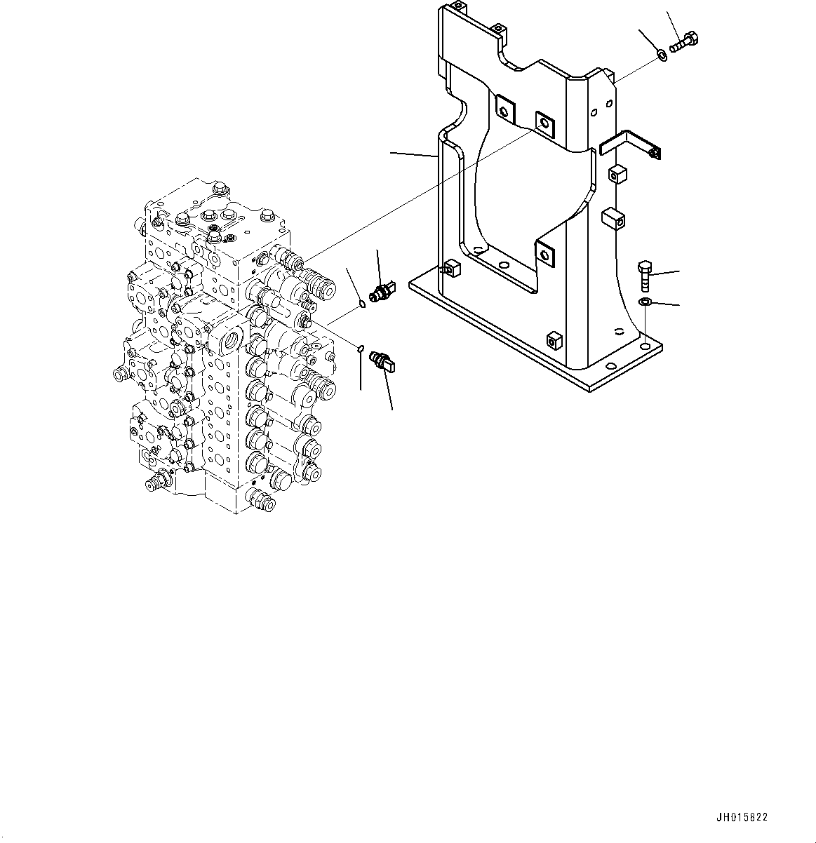 Komatsu parts book diagram for PC450LC-8R S/N 79001-UP: CONTROL VALVE, VALVE BRACKET AND SENSOR(#75001-)