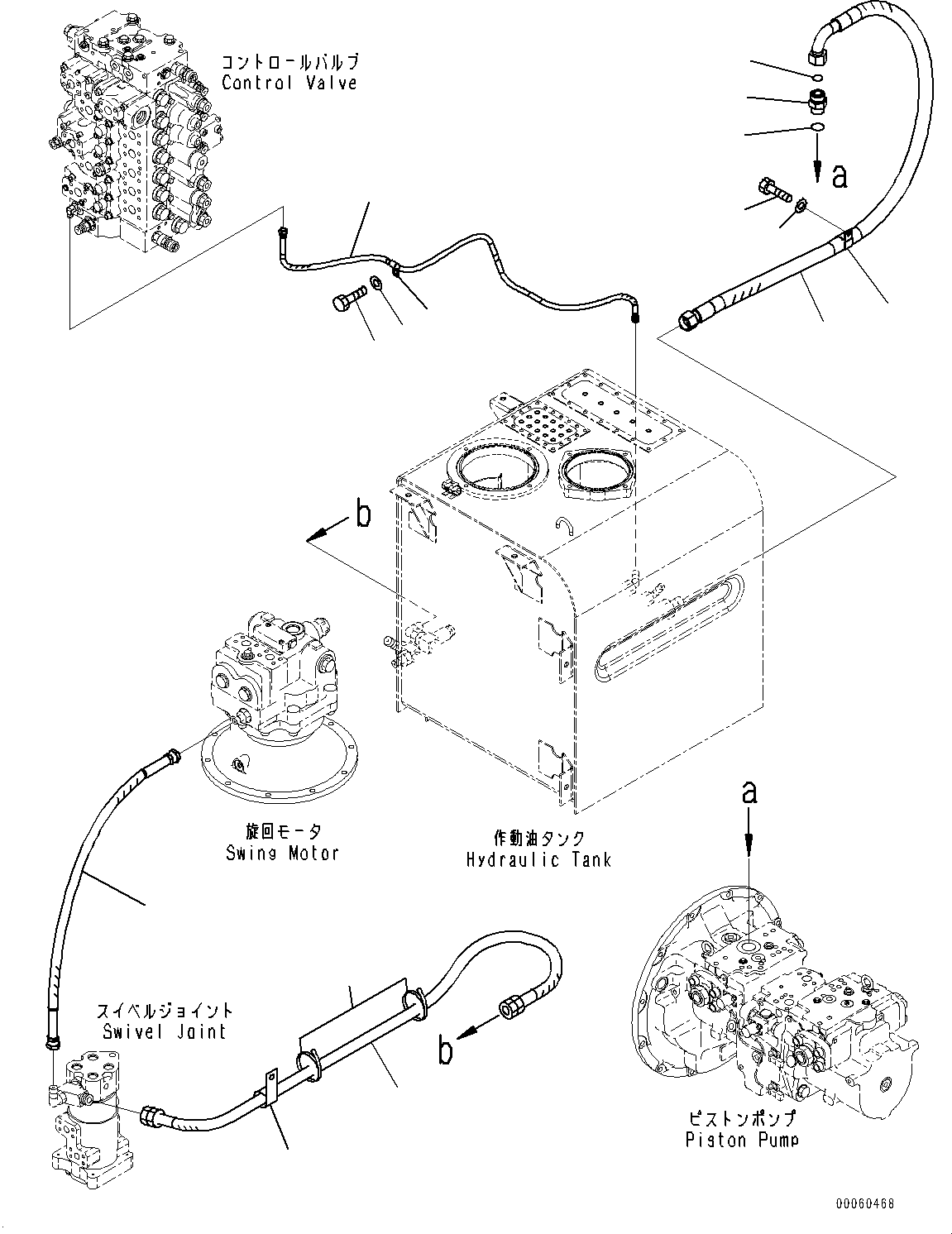 Komatsu parts book diagram for PC450LC-8R S/N 79001-UP: DRAIN PIPING, (#75001-)
