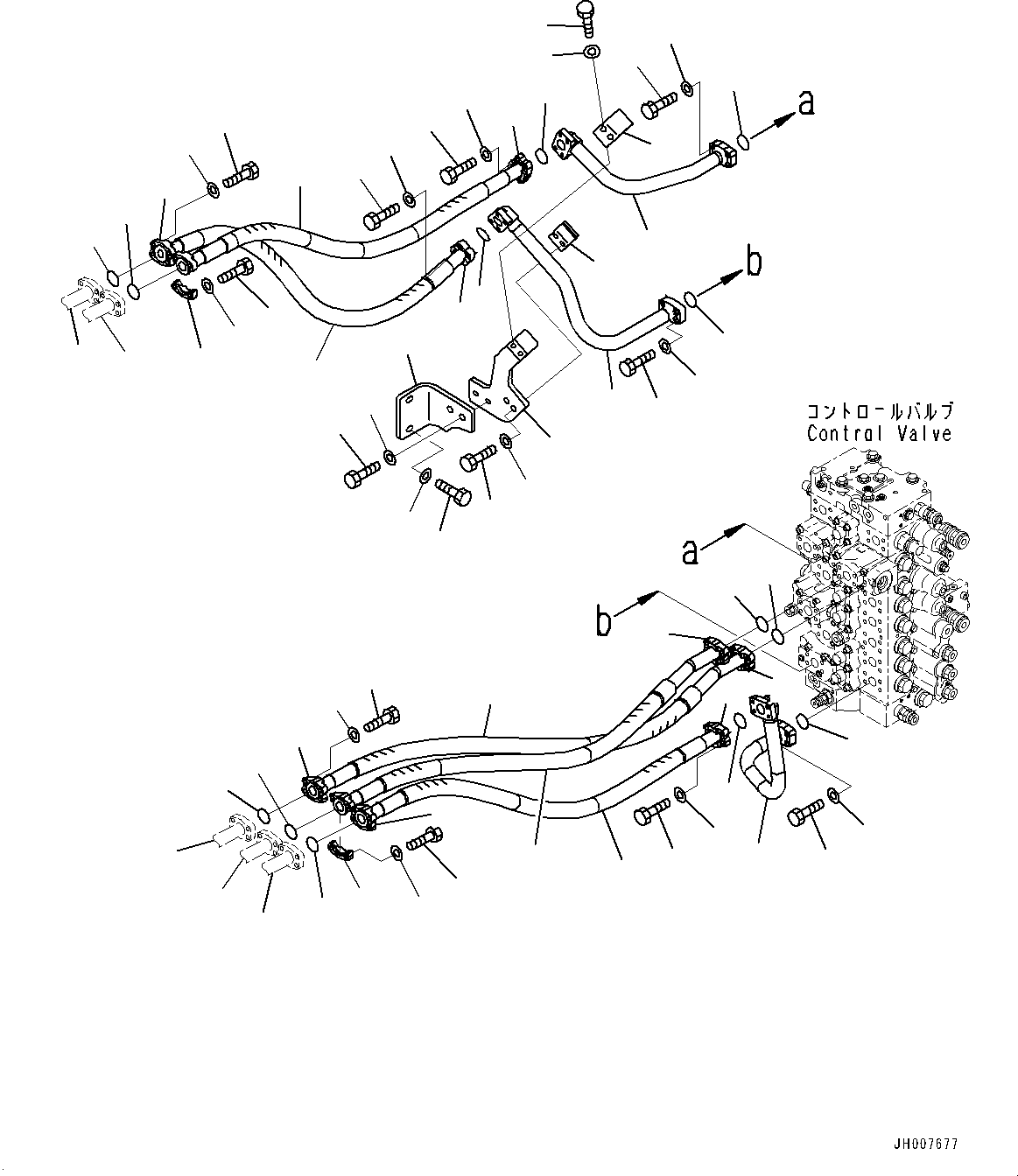 Komatsu parts book diagram for PC450LC-8R S/N 79001-UP: ARM AND BUCKET PIPING, (#75001-)