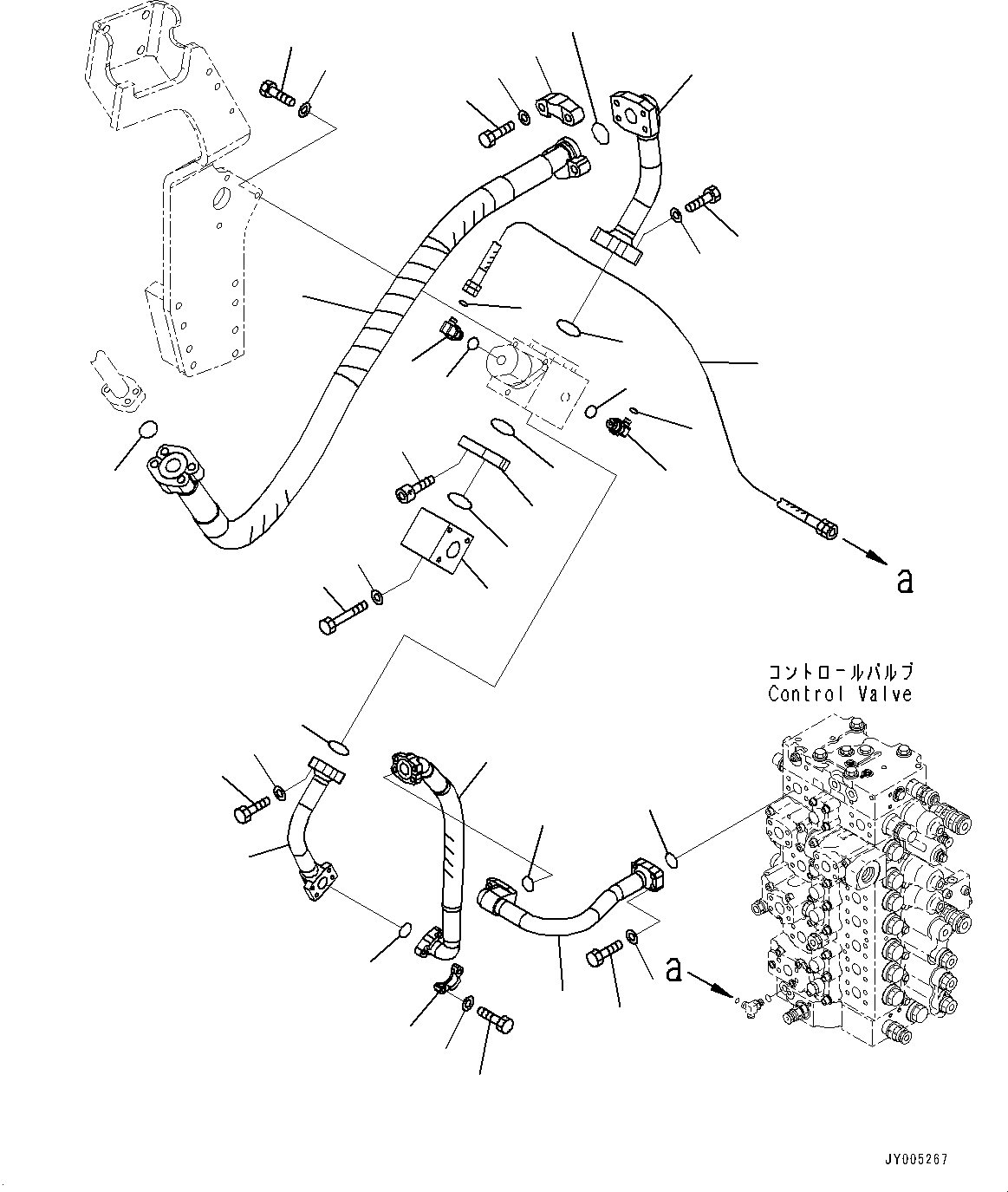 Komatsu parts book diagram for PC450LC-8R S/N 79001-UP: ACTUATOR PIPING, MAIN PIPING, R.H.(#75001-)