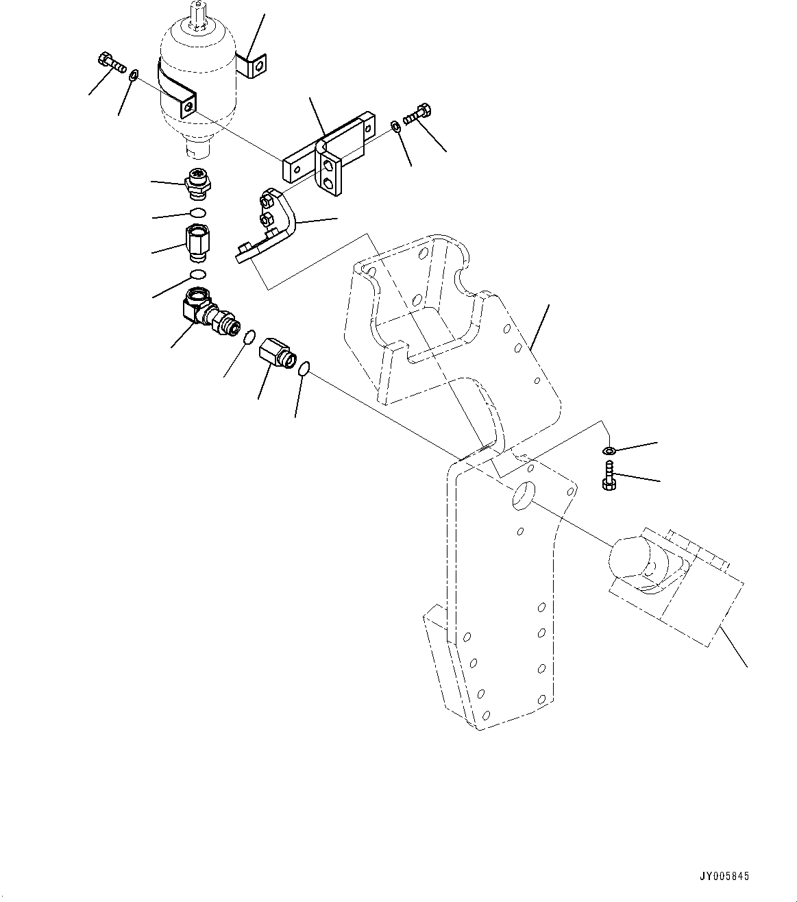 Komatsu parts book diagram for PC450LC-8R S/N 79001-UP: ACTUATOR PIPING, ACCUMULATOR MOUNTING(#75001-)
