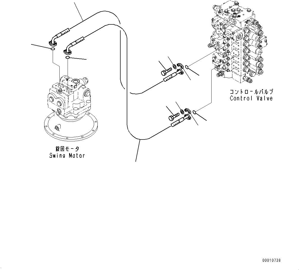 Komatsu parts book diagram for PC450LC-8R S/N 79001-UP: SWING PIPING, (#75001-)