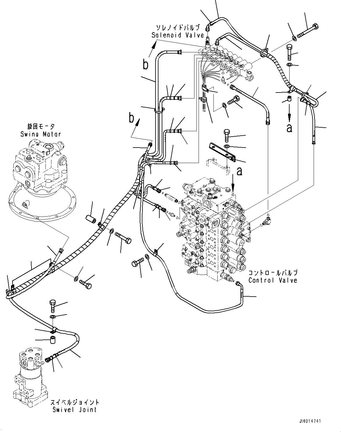 Komatsu parts book diagram for PC450LC-8R S/N 79001-UP: SOLENOID VALVE, BRACKET (1-SERVICE VALVE)(#75001-)