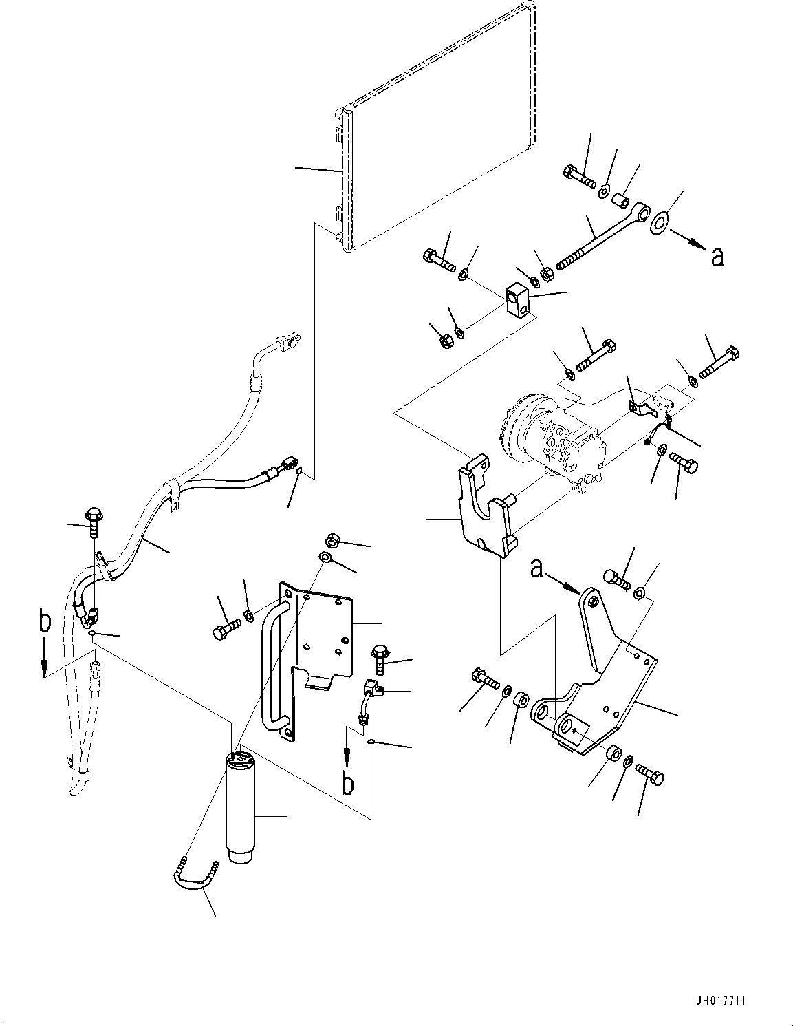 Komatsu parts book diagram for PC450LC-8R S/N 79001-UP: AIR CONDITIONER UNIT, COMPRESSOR MOUNTING(#75001-75096)