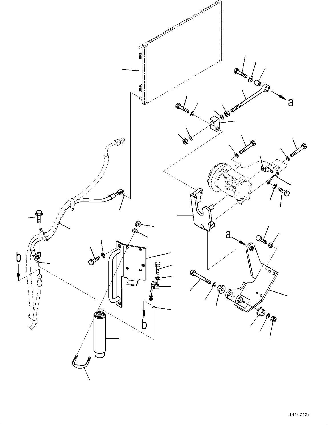 Komatsu parts book diagram for PC450LC-8R S/N 79001-UP: AIR CONDITIONER UNIT, COMPRESSOR MOUNTING(#76329-)