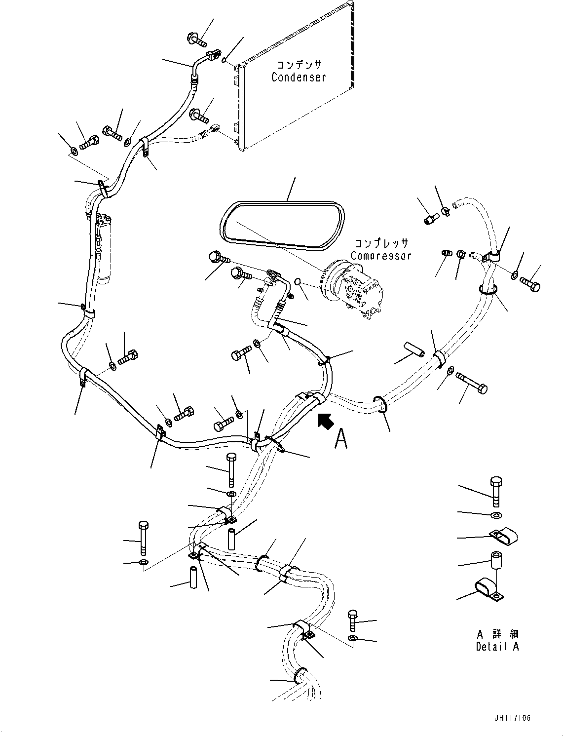 Komatsu parts book diagram for PC450LC-8R S/N 79001-UP: AIR CONDITIONER UNIT, PIPING(#77528-)