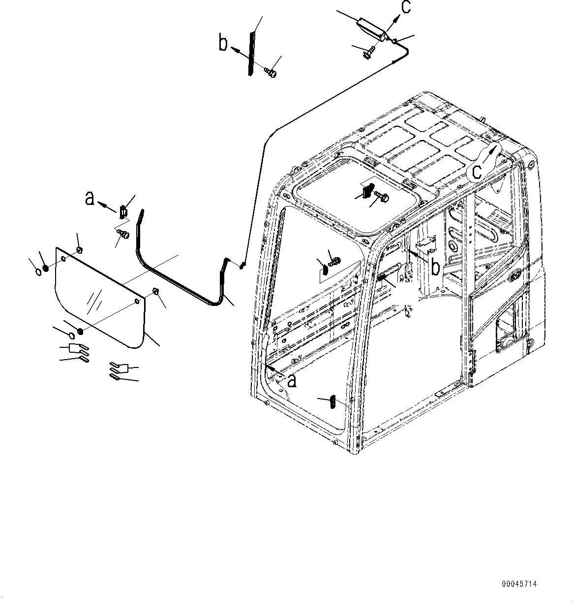 Komatsu parts book diagram for PC450LC-8R S/N 79001-UP: CAB, FRONT LOWER WINDOW(#79001-)