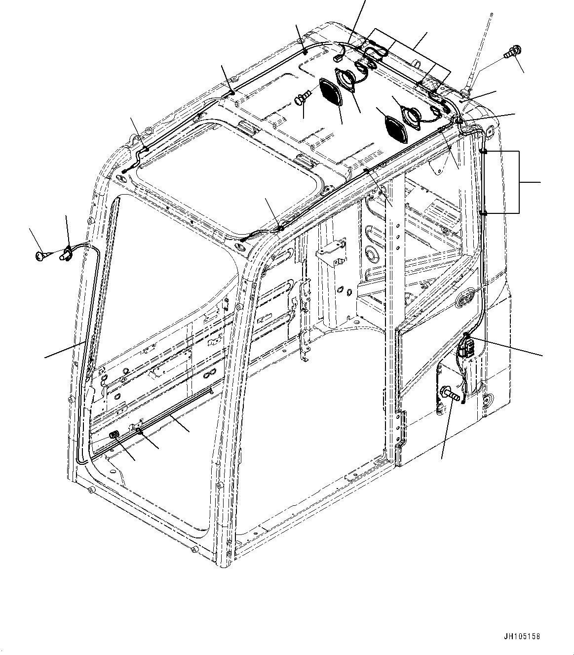 Komatsu parts book diagram for PC450LC-8R S/N 79001-UP: CAB, SPEAKER AND WINDOW WASHER(#79001-)