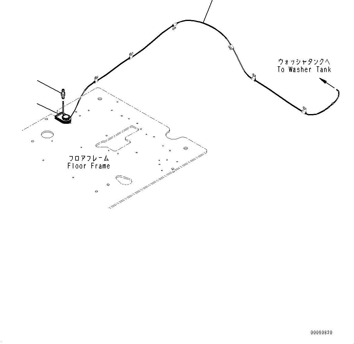 Komatsu parts book diagram for PC450LC-8R S/N 79001-UP: CAB, FLOOR, WINDOW WASHER HOSE(#79001-)