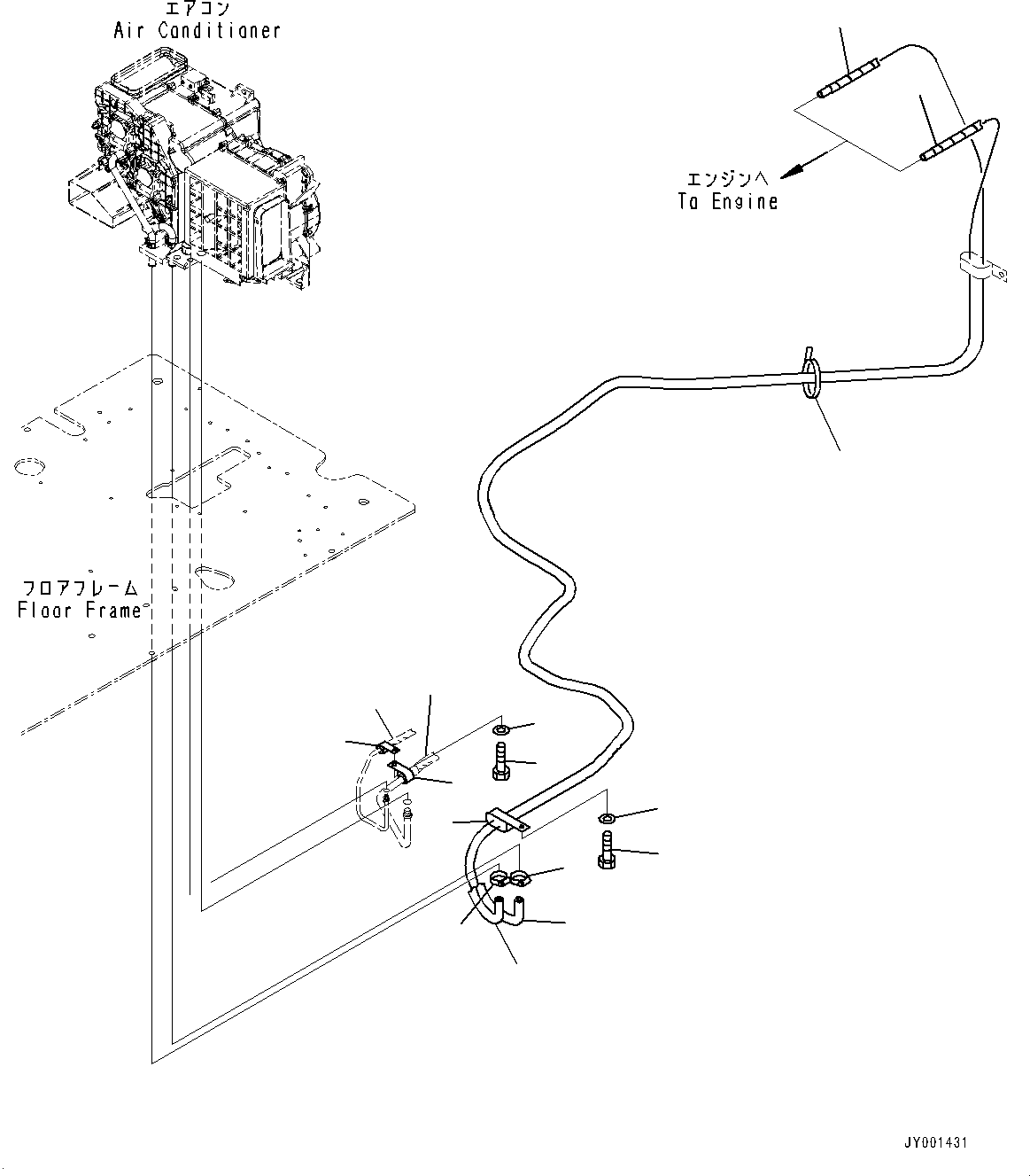 Komatsu parts book diagram for PC450LC-8R S/N 79001-UP: CAB, FLOOR, HEATER PIPING(#79001-)
