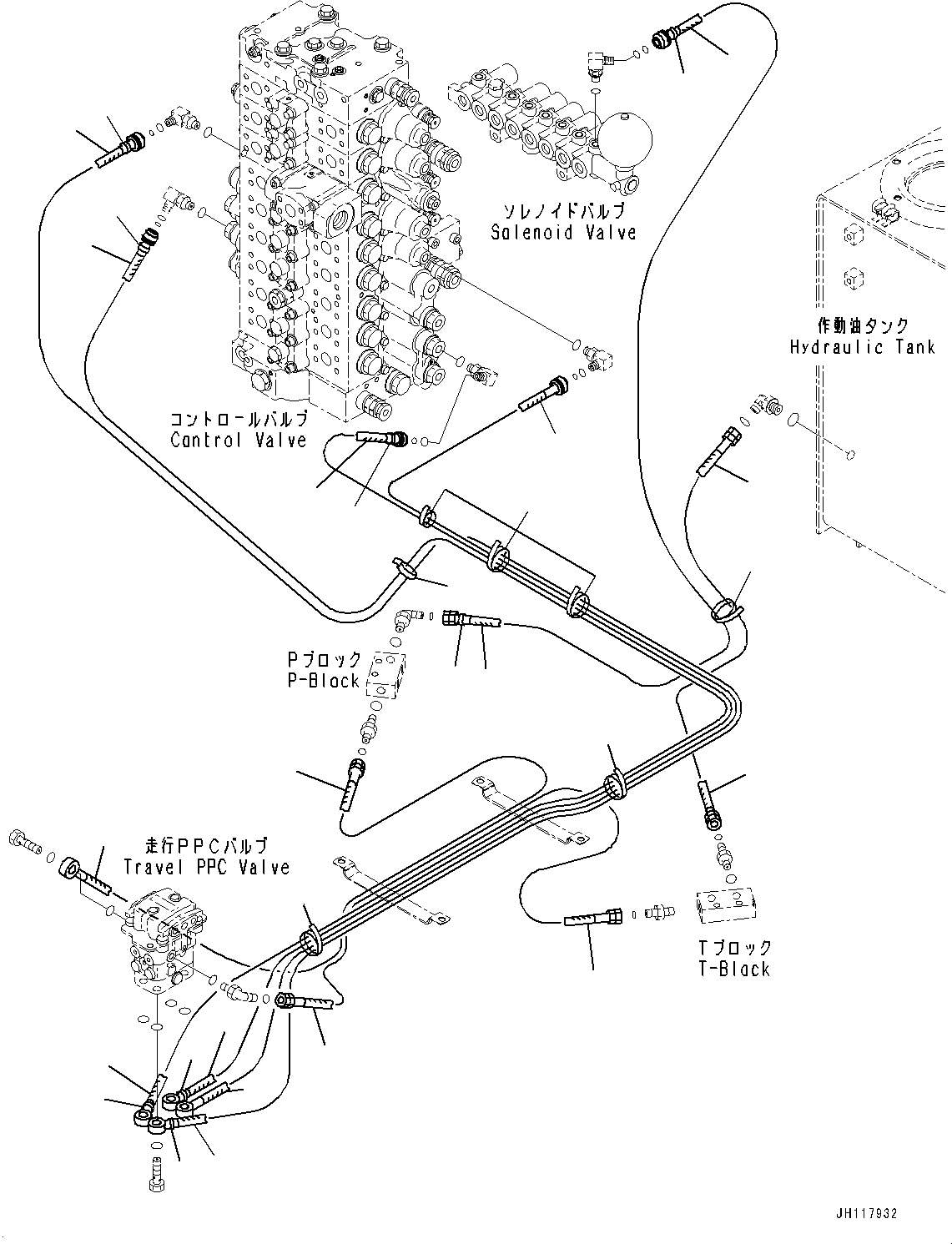 Komatsu parts book diagram for PC450LC-8R S/N 79001-UP: CAB, FLOOR, PPC PIPING FOR TRAVEL VALVE(#79001-)