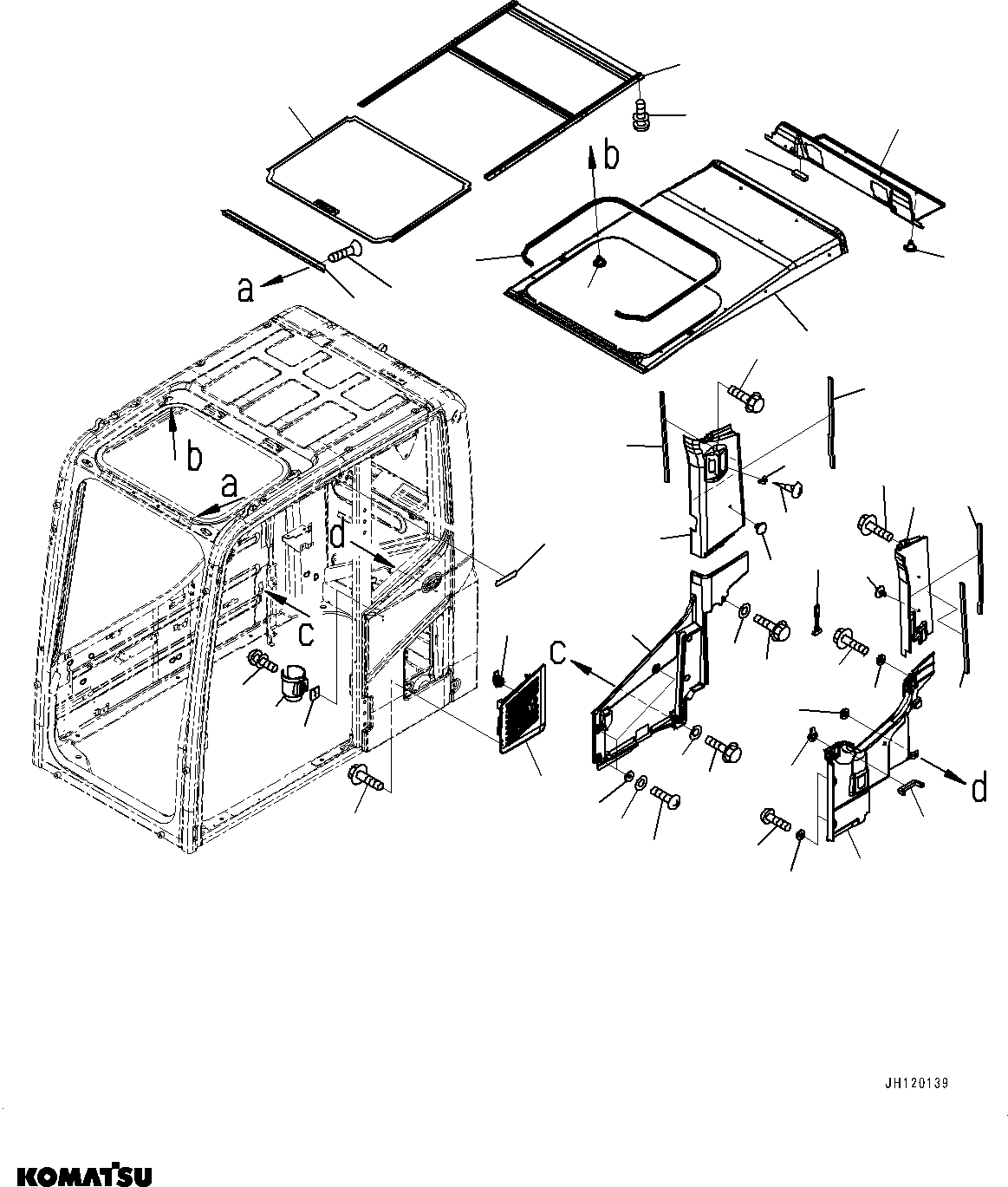 Komatsu parts book diagram for PC450LC-8R S/N 79001-UP: CAB, ROOF COVER AND AIR INTAKE (ROPS CAB, FRONT FIXED WINDOW, KOMTRAX, 4G)(#79001-)