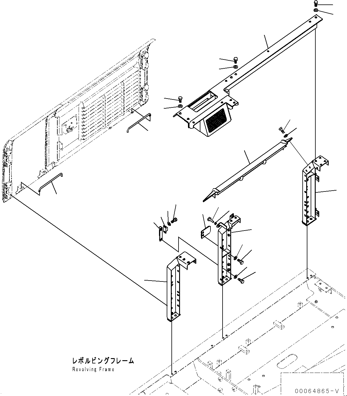 Komatsu parts book diagram for PC450LC-8R S/N 79001-UP: DOOR R.H., FRAME(#75001-76569)