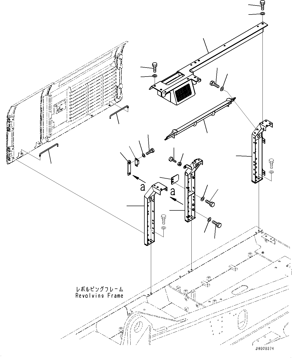 Komatsu parts book diagram for PC450LC-8R S/N 79001-UP: DOOR R.H., FRAME(#76570-)
