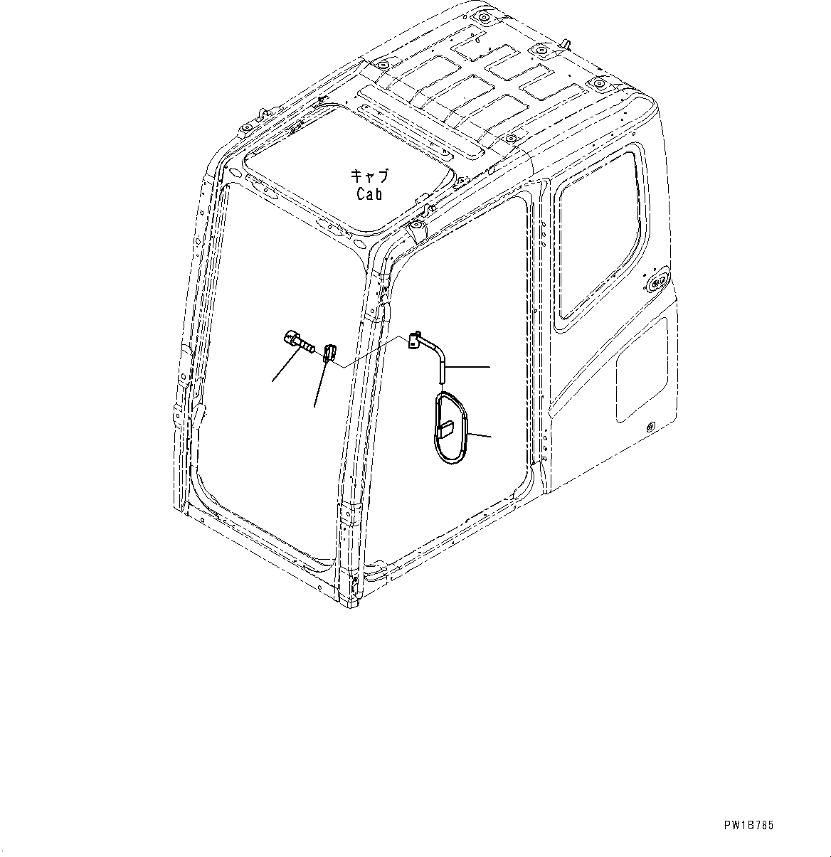 Komatsu parts book diagram for PC450LC-8R S/N 79001-UP: REARVIEW MIRROR L.H., (#75001-)