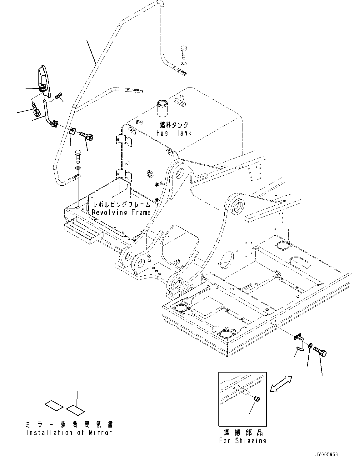 Komatsu parts book diagram for PC450LC-8R S/N 79001-UP: REARVIEW MIRROR R.H., (#75001-)