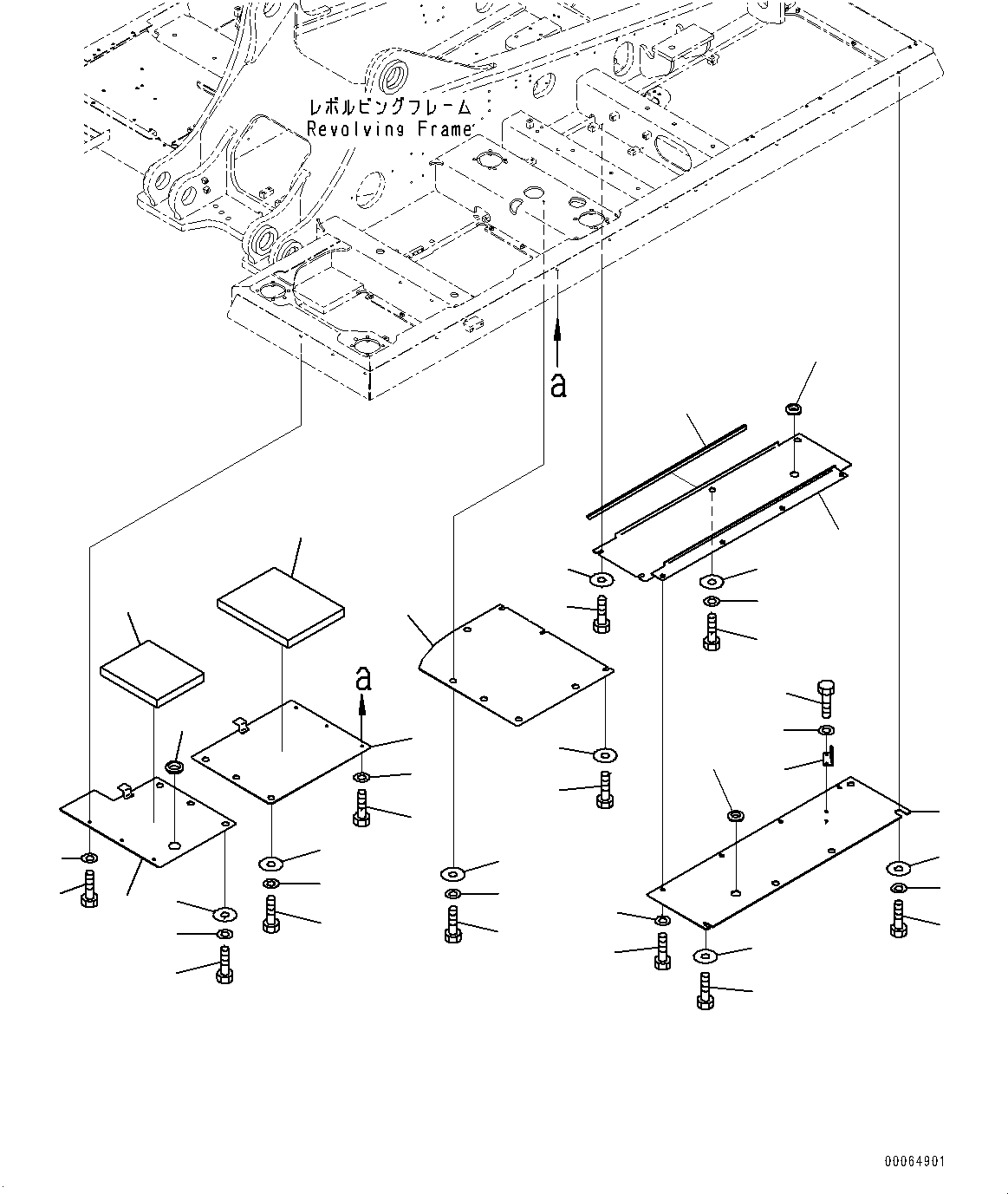 Komatsu parts book diagram for PC450LC-8R S/N 79001-UP: UNDER COVER, REVOLVING FRAME, L.H.(#75001-)